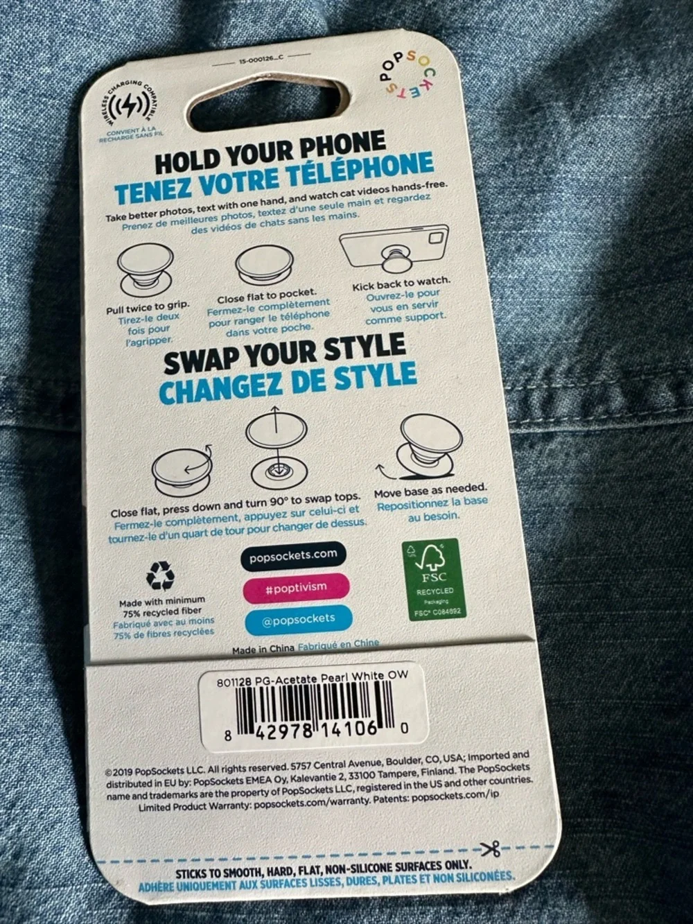 RARE Popsocket NWT Luxe Acetate Pearl White Swappable Top PopGrip